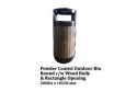Powder Coated Outdoor Bin Round c/w Wood Body & Rectangle Opening