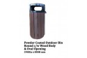 Powder Coated Outdoor Bin Round c/w Wood Body & Oval Opening