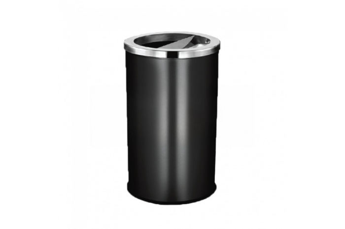 Stainless Steel Round Bin c/w 1/2 Open & 1/2 Ashtray Top