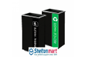 Black Powder Coated Stainless Steel Rectangular Recycle Bin c/w Open Top (2 In 1)