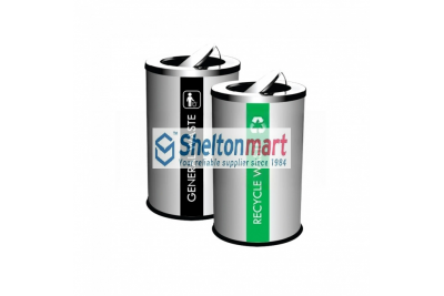 Stainless Steel Bin Round c/w Flip Top (Black Powder Coated)