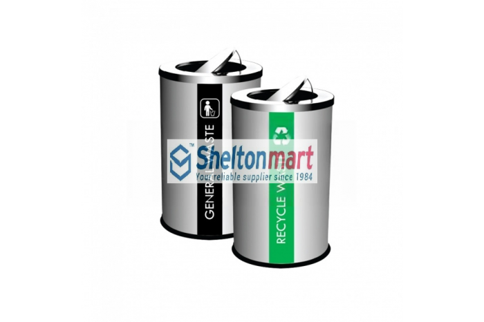 Stainless Steel Bin Round c/w Flip Top (Black Powder Coated)
