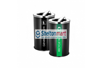 Stainless Steel Bin Round c/w Flip Top (Black Powder Coated)