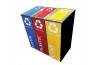 Black Powder Coated Stainless Steel Recycle Rectangular Bin c/w Flip Top (3 In 1)