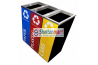 Black Powder Coated Stainless Steel Rectangular Recycle Bin c/w Open Top (3 IN 1)
