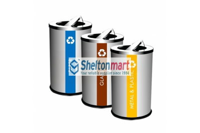 Stainless Steel Bin Round c/w Flip Top (Black Powder Coated)