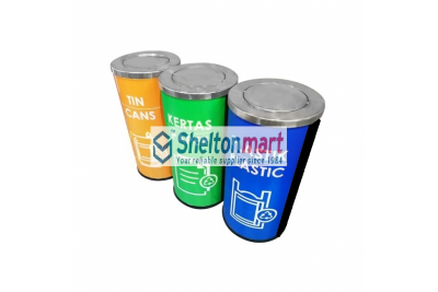 Stainless Steel Bin Round c/w Flip Top (Black Powder Coated)