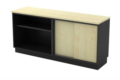 Open Shelf + Sliding Door Low Cabinet