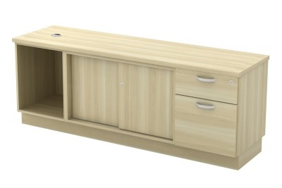 Open Shelf + Sliding Door + Fixed Pedestal 1D1F