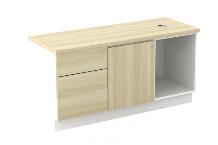 Open Shelf + Swinging Door (L) + Fixed Pedestal 1D1F
