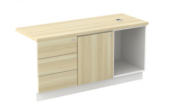 Open Shelf + Swinging Door (L) + Fixed Pedestal 3D
