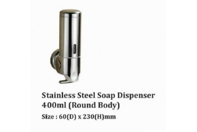 Stainless Steel Soap dispenser 400ml (Round Body)