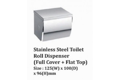 Stainless Steel Toilet Roll Dispenser (Full Cover + Flat Top)