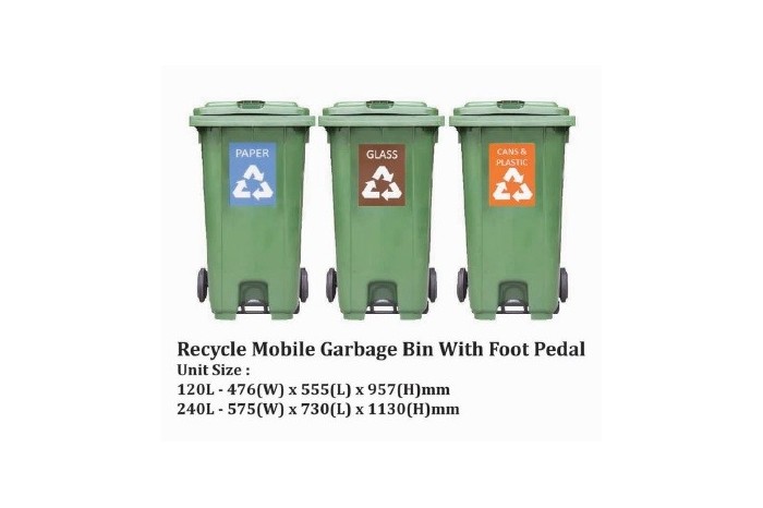 Recycle Mobile Garbage Bin With Foot Pedal