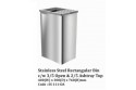 Stainless Steel Rectangular Bin c/w 3/5 Open & 2/5 Ashtray Top