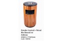 Powder Coated + Wood Bin Round cw Ashtray
