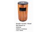 Powder Coated + Wood Bin Round cw Ashtray