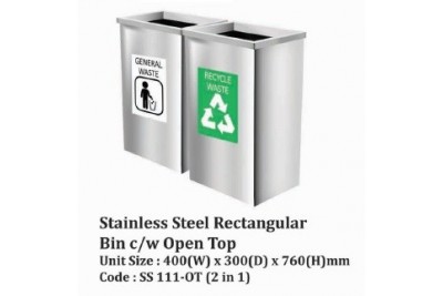 Stainless Steel Rectangular Bin c/w Open Top