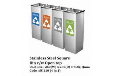 Stainless Steel Square Bin c/w Open Top