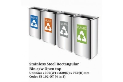 Stainless Steel Rectangular Bin c/w Open Top