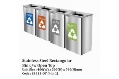 Stainless Steel Square Bin c/w Open Top