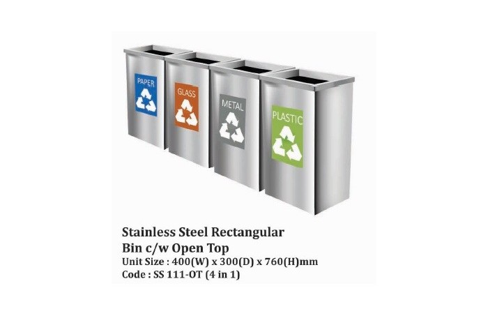 Stainless Steel Square Bin c/w Open Top