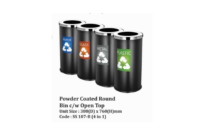 Powder Coated Round Bin c/w Open Top
