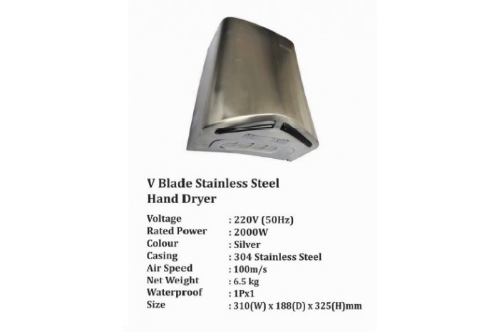 V blade Stainless Steel Hand Dryer