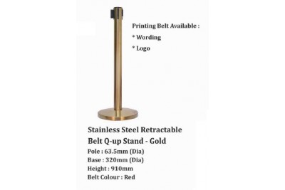 Stainless Steel Retractable Belt Q-up Stand - Gold
