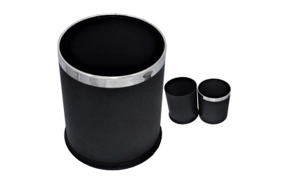 Room Bin Round Double Layer - Black Powder Coated Steel Outer