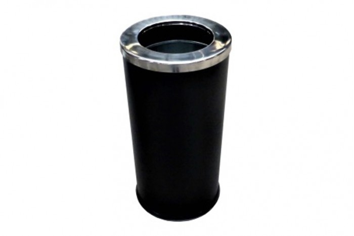 Stainless Steel Bin Round c/w Open Top (Black Powder Coated)