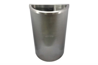 Stainless Steel Bin Semi Round c/w 2/3 Open Top 1/3 Ashtray Top