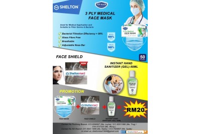 Face Mask + Face Shield + Hand Sanitizer Package