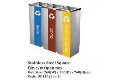 Stainless Steel Square Bin c/w Open Top
