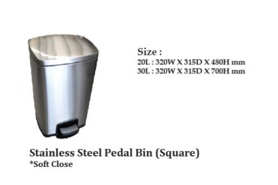 Stainless Steel pedal bin square