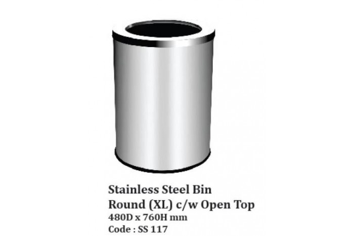 Stainless Steel Bin Round (XL) c/w Open Top