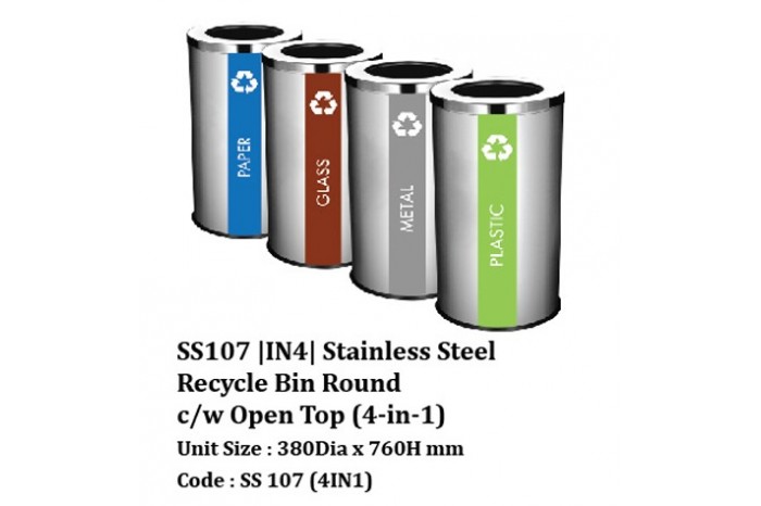 Stainless Steel Round Bin c/w Open Top