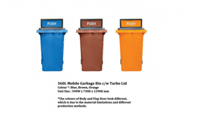 Mobile Garbage Bin c/w Turbo Lid (360L)