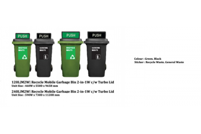 Recycle Mobile Garbage Bin c/w Turbo Lid (2 in 1W)