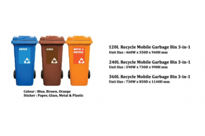 Recycle Mobile Garbage Bin 3 In 1 (120L / 240L / 360L)