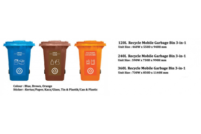 Recycle Mobile Garbage Bin 3 In 1 (120L / 240L / 360L)