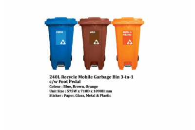 Recycle Mobile Garbage Bin 3 In 1 (120L / 240L / 360L)