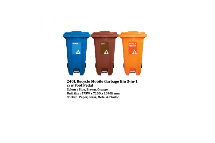 Recycle Mobile Garbage Bin 3 In 1 (120L / 240L / 360L)
