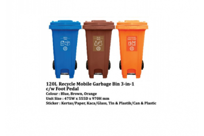 Recycle Mobile Garbage Bin 3 In 1 (120L / 240L / 360L)