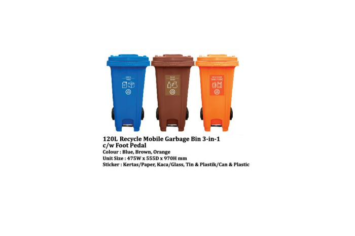 Recycle Mobile Garbage Bin 3 In 1 (120L / 240L / 360L)