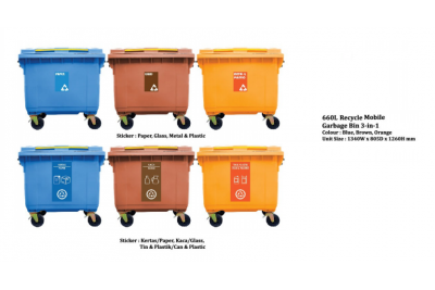 Recycle Mobile Garbage Bin 660L (3 in 1)