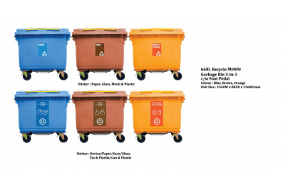 Recycle Mobile Garbage Bin 660L (3 in 1)