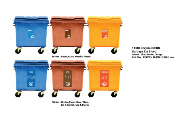 Recycle Mobile Garbage Bin 660L (3 in 1)