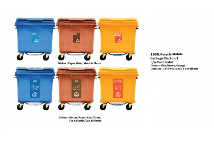 Recycle Mobile Garbage Bin 660L (3 in 1)