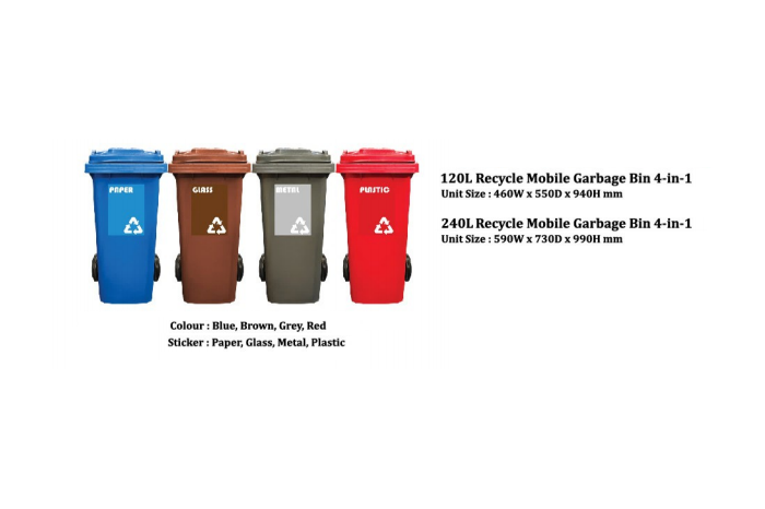 Recycle Mobile Garbage Bin 3 In 1 (120L / 240L / 360L)